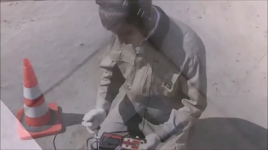 Acoustic ground microphone pinpointing a pressurized slab leak in Tyler TX