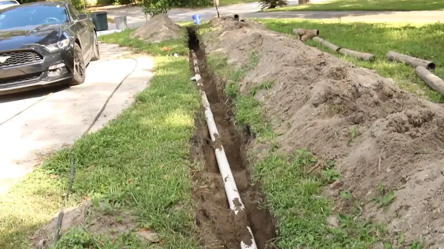 Sewer camera inspection on an older Tyler TX drain line with clay tile joints